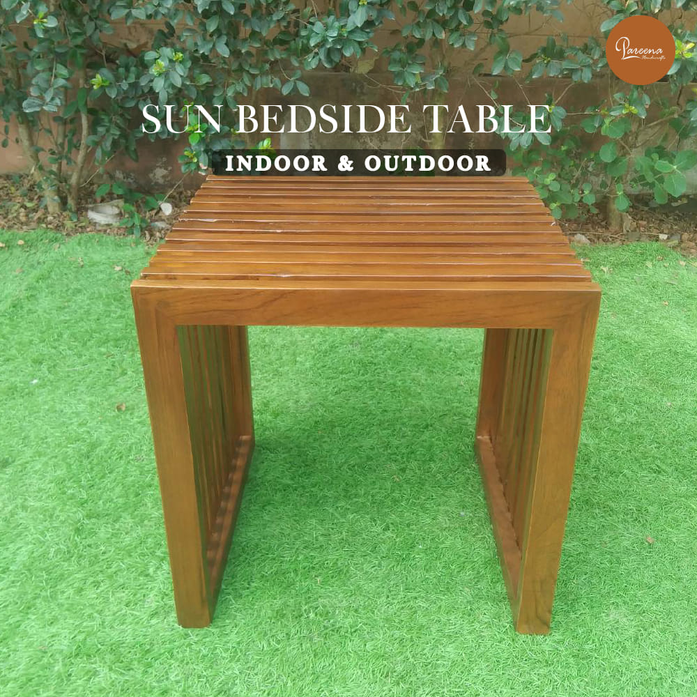 โต๊ะข้างไม้สัก PAREENA DECOR รุ่น BST-005 ขนาด 45X45X46 ซม.,สีไม้ธรรมชาติ_1